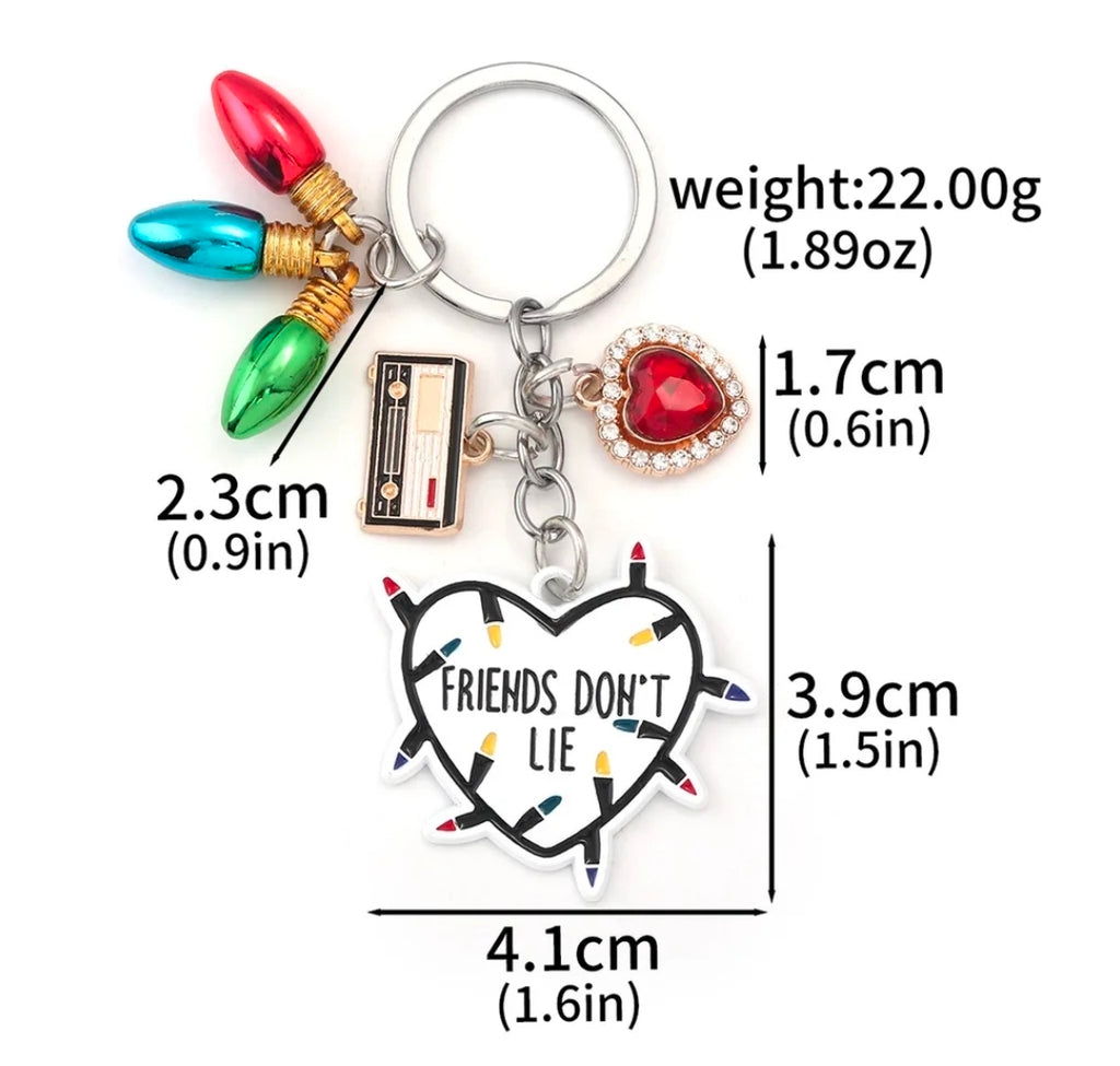 Stranger Things 'Friends Don't Lie' metal keyring
