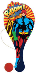 PADDLE BAT/BALL SUPER HERO WOODEN 22CM ASSORTED