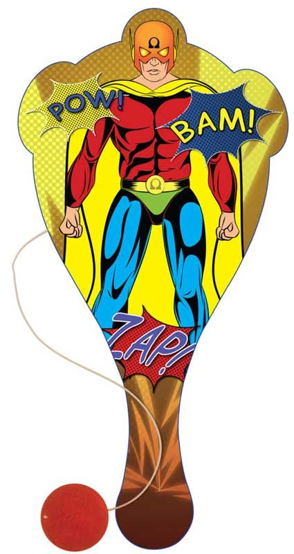 PADDLE BAT/BALL SUPER HERO WOODEN 22CM ASSORTED