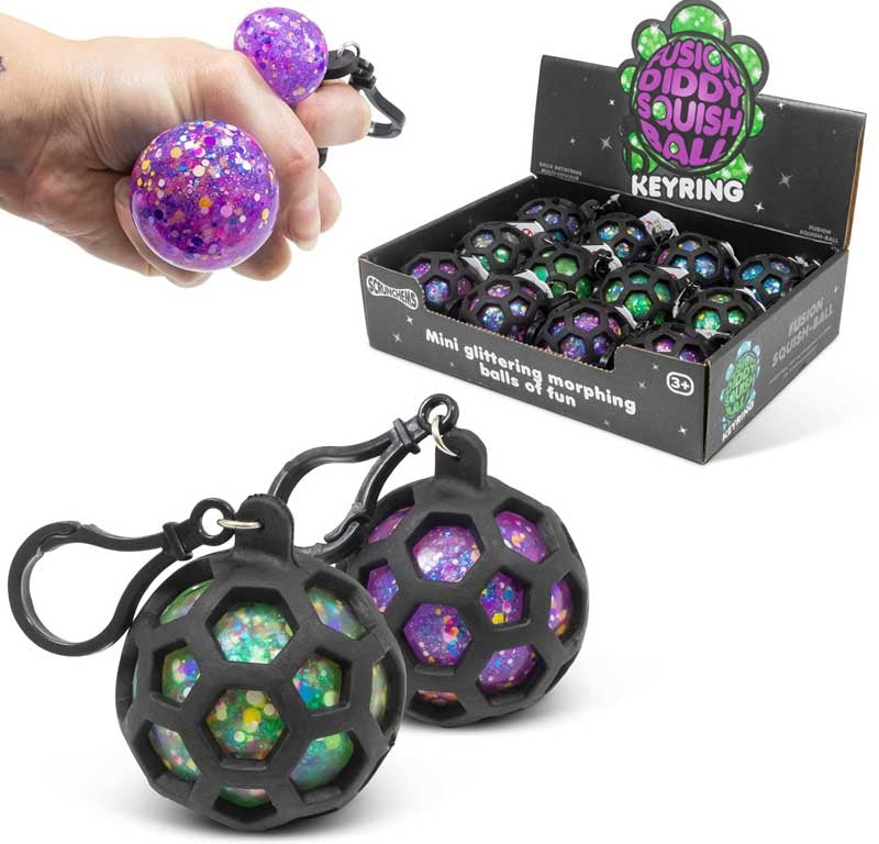 SCRUNCHEMS FUSION SQUISH BALL KEYCHAIN ASSORTED